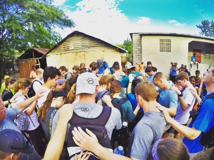 College students serving in Haiti for spring break.