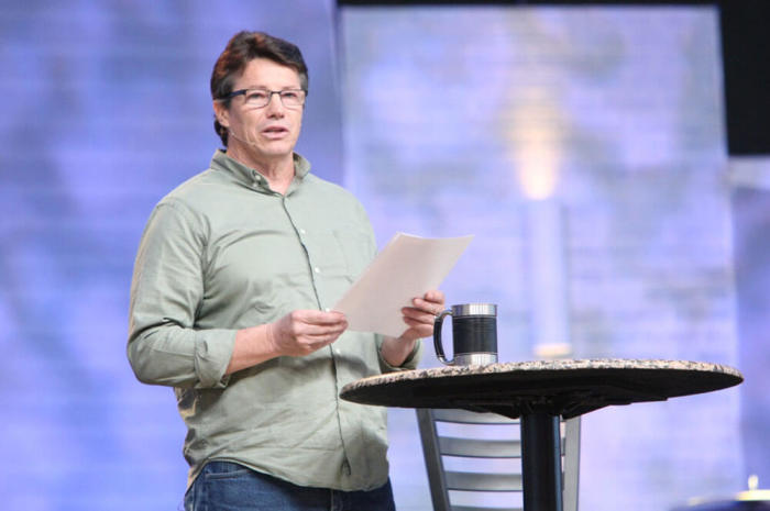 Danny Duchene, who was released from California's prison after serving 32 years of a double life sentence, shares his testimony at Saddleback Church in Southern California on Saturday, April 2, 2016. Duchene was released on parole at the request of Pastor Rick Warren, who dedicated Duchene as a pastor for Saddleback Church's prison ministries during the service.