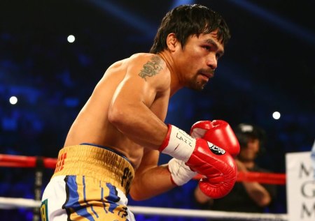 Manny Pacquiao fights against Timothy Bradley at MGM Grand Garden Arena, Las Vegas, Nevada, April 9, 2016.