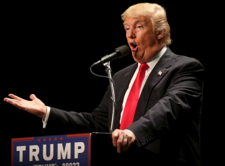 Republican U.S. presidential candidate Donald Trump speaks at a campaign rally in Pittsburgh Pennsylvania, April 13, 2016.