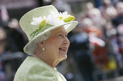 Britain's Queen Elizabeth smiles as she greets well wishers on her 90th birthday during a walkabout in Windsor, west of London, Britain April 21, 2016.