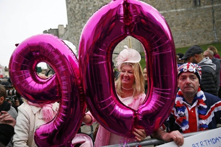 Royal fans gather to celebrate Queen Elizabeth's 90th birthday in Windsor, Britain April 21, 2016.