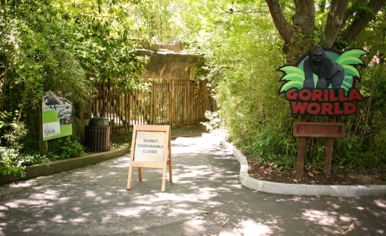 The entrance to the the Cincinnati Zoo's Gorilla World exhibit is closed, two days after a boy tumbled into its moat and officials were forced to kill Harambe, a Western lowland gorilla, in Cincinnati, Ohio, May 30, 2016.