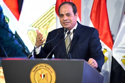 Egyptian President Abdel Fattah al-Sisi speaks during the opening of the first and second phases of the housing project 'Long Live Egypt', which focuses on development in the country's slums, at Al-Asmarat district in Al Mokattam area, east of Cairo, Egypt, May 30, 2016.