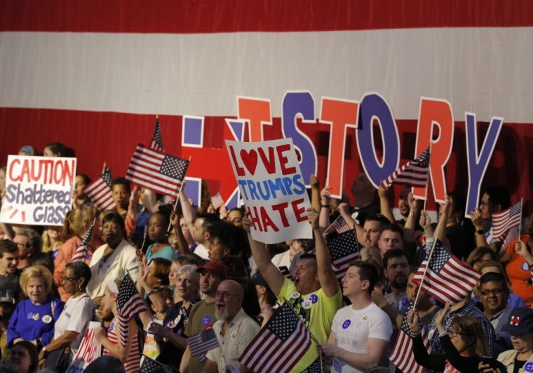 Supporters gather to hear Democratic U.S. presidential candidate Hillary Clinton speak during her California primary night rally held in the Brooklyn borough of New York, U.S. June 7, 2016.