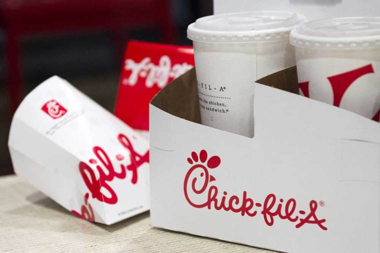 Drink and sandwich containers are seen on a customer's table during the grand opening of a Chick-fil-A freestanding franchise restaurant in Midtown, New York October 3, 2015.