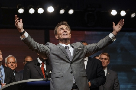 Outgoing Southern Baptist Convention President Ronnie Floyd led a focused time of prayer during the National Call to Prayer for Spiritual Leadership, Revived Churches and Nationwide and Global Awakening at the annual meeting of the SBC Tuesday, June 14, 2016, in St. Louis.