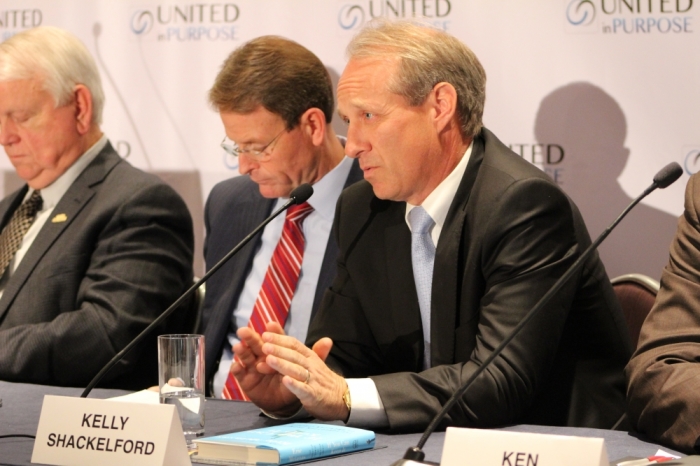 Kelly Shackleford, president and CEO of First Liberty Institute speaks at a press conference in New York City after a meeting with presumptive Republican presidential nominee Donald Trump on Tuesday June 22, 2016.