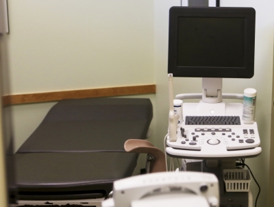 The first exam room women go into at the Planned Parenthood South Austin Health Center before having an abortion is shown.