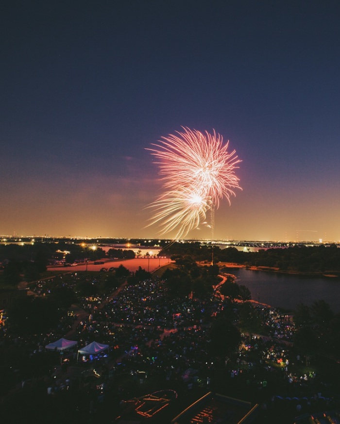 Fireworks go off as part of the Freedom Experience celebration held at Fellowship Church in Grapevine, Texas on Saturday, July 2, 2016.