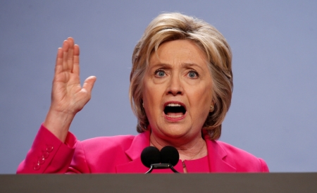 Democratic presidential candidate Hillary Clinton speaks at the National Education Association's 95th Representative Assembly in Washington, July 5, 2016.