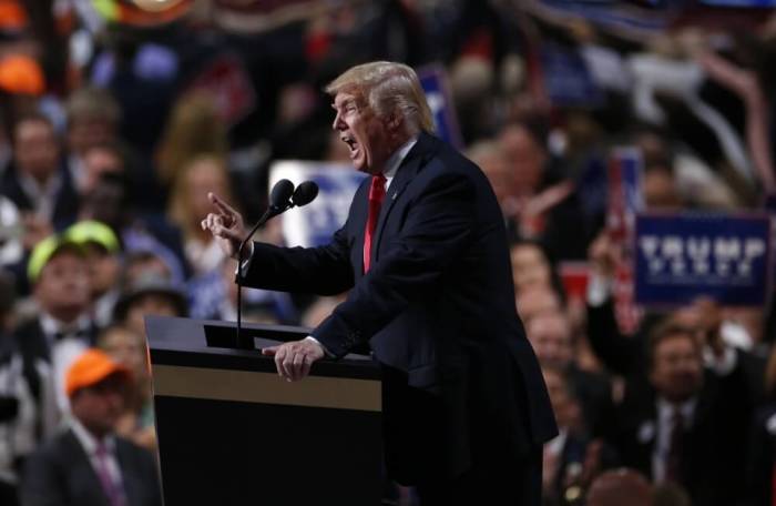 Republican U.S. presidential nominee Donald Trump formally accepts the nomination at the Republican National Convention in Cleveland, Ohio, U.S. July 21, 2016.