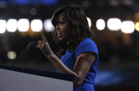 U.S. first lady Michelle Obama speaks during the first session at the Democratic National Convention in Philadelphia, Pennsylvania, U.S. July 25, 2016.