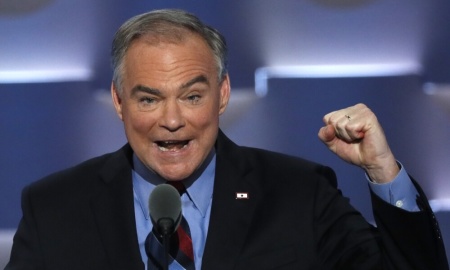 Democratic vice presidential nominee Senator Tim Kaine speaks on the third night at the Democratic National Convention in Philadelphia, Pennsylvania, U.S. July 27, 2016.