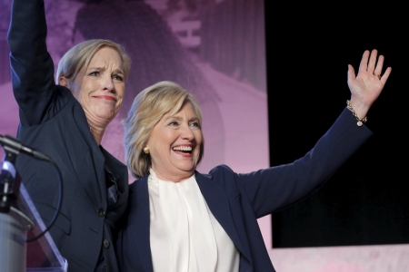 U.S. Democratic presidential candidate Hillary Clinton is welcomed onstage by Planned Parenthood Action Fund President Cecile Richards, as Planned Parenthood publicly endorsed Clinton in Hooksett, New Hampshire, January 10, 2016.