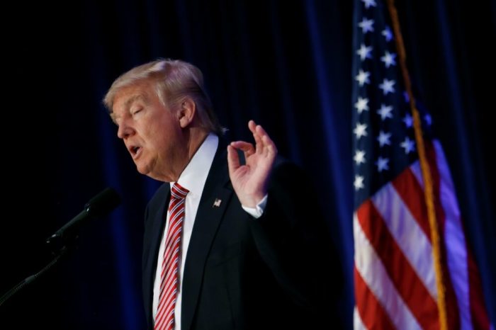 Republican U.S. presidential nominee Donald Trump speaks at an American Renewal Project event at the Orlando Convention Center in Orlando, Florida August 11, 2016.