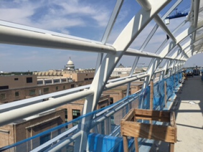 Rooftop views from the Museum of the Bible include the Capitol, Washington Monument, National Museum of the American Indian and the Smithsonian Institution.