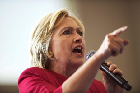 Democratic Presidential nominee Hillary Clinton holds a rally at West Philadelphia High School in Philadelphia, Pennsylvania, August 16, 2016.