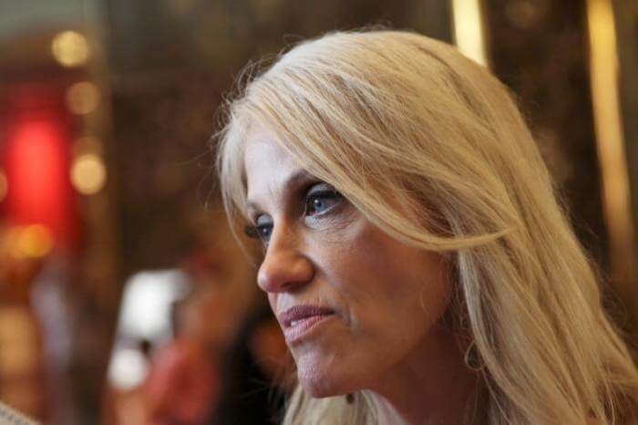 Campaign manager Kellyanne Conway for U.S. Republican presidential nominee Donald Trump speaks to the media at Trump Tower in the Manhattan borough of New York, U.S., August 17, 2016.