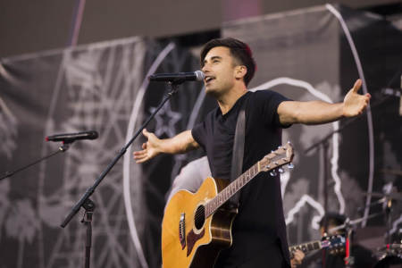 Phil Wickham performs at SoCal Harvest Crusade in Anaheim, California, August 28, 2016.