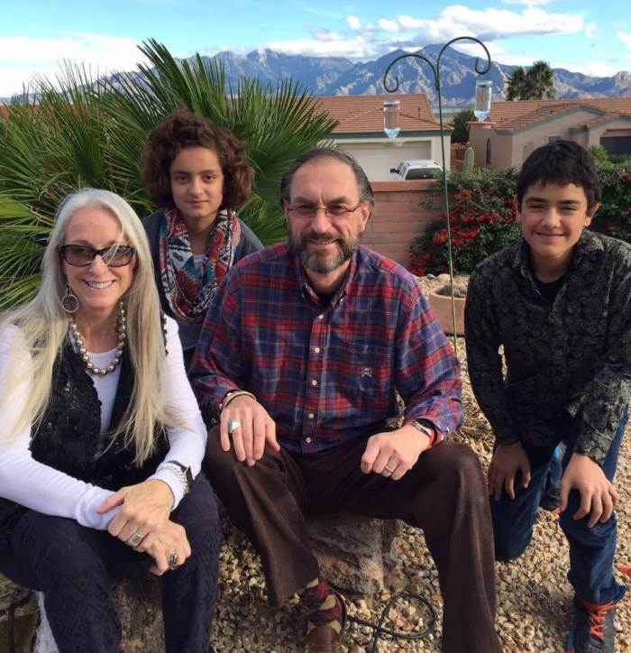 Pastor Lawrence DeLong, 60 (2nd R) his wife Valerie (L) and their two children, Sadie and Seth.