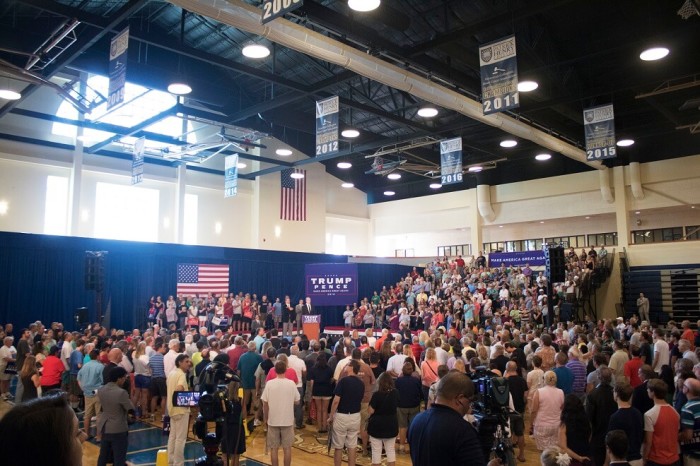 Republican vice presidential hopeful Mike Pence, governor of Indiana, at a rally held at Patrick Henry College in Purcellville, Virginia on Saturday, August 27, 2016.