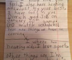 Hearing Impaired 9-Y/O Girl Writes Amazingly Sweet Letter to Deaf NFL Player Derrick Coleman (PHOTO)