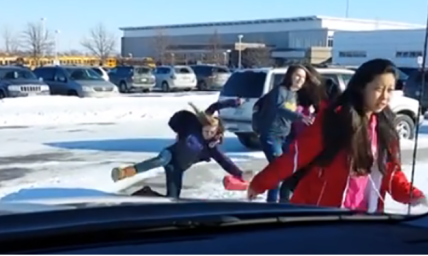 Dad Records School Kids Slipping On Ice While Laughing Hysterically in New Viral Video