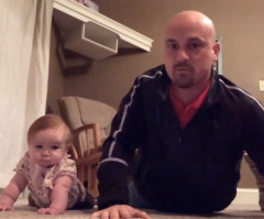 Cutest Personal Trainer Ever: Baby Girl Leads Father in Adorable Workout Routine (VIDEO)