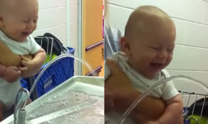 Laugh Along With This Baby Who Finds a Water Fountain Absolutely Hilarious