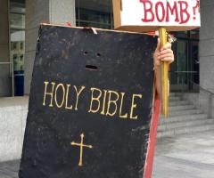 Activists Dress as Bibles to Protest Pro-Israel Rally in D.C.