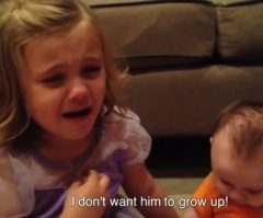 Precious Little Girl Is Devastated Her Baby Brother Must Grow Up (VIDEO)