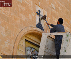 ISIS Militants Destroy Christian Crosses and Icons Inside Historic Iraqi Churches, Replace With Terrorist Black Flag