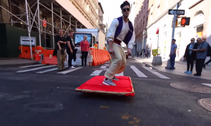 Modern Day Aladdin Rides Magic Carpet Around New York City