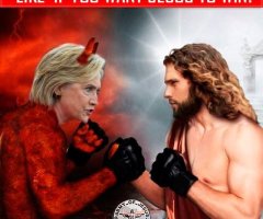 Hillary Clinton as Satan Fighting Jesus: Russia FB Ads Pitting Americans Against Each Other Exposed