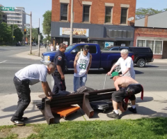 Homeless Jesus Statue Stops Truck From Crashing Into Pedestrians