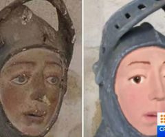 Teacher's Restoration of Church's 500-Y-O St. George Effigy Goes Viral, Compared to 'Monkey Christ'