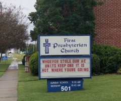 Church Says Viral Sign About Stolen AC Unit, 'Hot Where You're Going,' Just a Joke