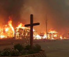 Cross miraculously left standing amid rubble of town destroyed by Calif.'s wildfire: 'God is with us' 