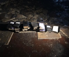 Firefighters praise God after not 1 Bible is burned in fire that destroyed church