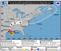 Hurricane Laura tracker: Projected path map of Category 4 storm; over 500K ordered to evacuate