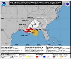 Hurricane Sally tracker: Projected path map; Gulf Coast prepares for storm surge, flooding