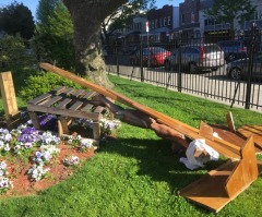 Hundreds attend prayer vigil after Jesus statue toppled, American flag burned at NYC church