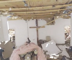 Pastor tearfully recites Bible verse at sight of cross unscathed after tornado rips through church