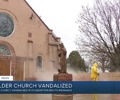 'Abortion Saves Lives': Catholic church vandalized 2nd time with anti-church, pro-abortion graffiti 