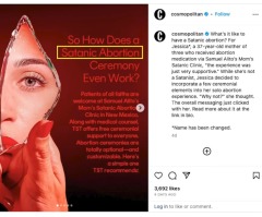 Cosmopolitan defends abortion as satanic 'religious ritual,' calls satanism a 'nontheistic faith'