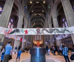 Episcopal cathedral displays 500-foot '2,000 dragons' artwork in sanctuary           