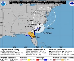 Tropical Storm Debby tracker: 'Potentially historic rainfall' could bring 'catastrophic flooding'