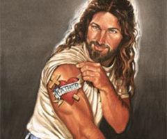 Modern-Day Christian Painter Shows Christ With Muscles, Tattoo